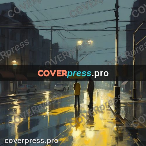 Campion style drawing: crossroads under yellow lamps