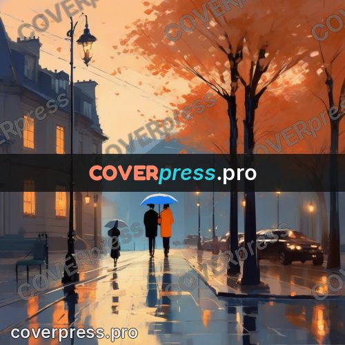 Campion style drawing: avenue with lamps in autumn