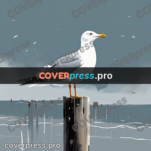 Campion style drawing: gull on a pier post