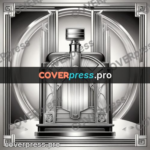 Art deco illustration: perfume bottle on a stand