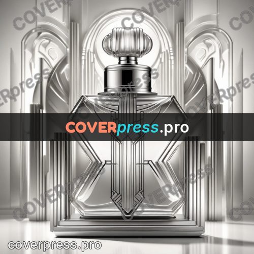 Art deco illustration: perfume bottle on a stand
