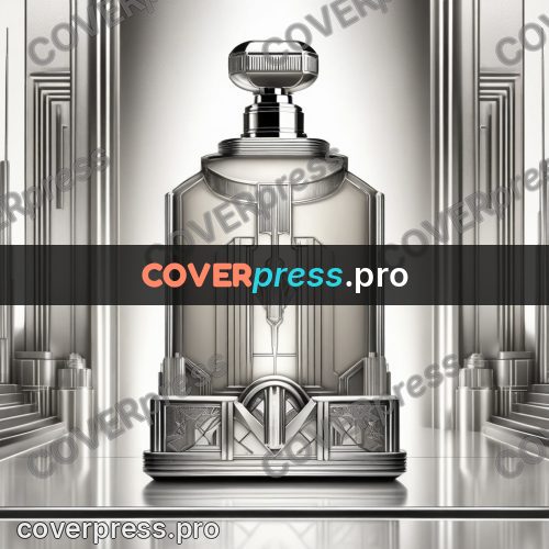 Art deco illustration: perfume bottle on a stand