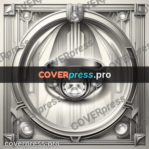 Art deco illustration: round setting with a stone