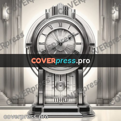 Art deco illustration: mantel clock with a round face
