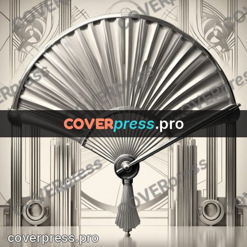 Art deco illustration: open fan inside a circle