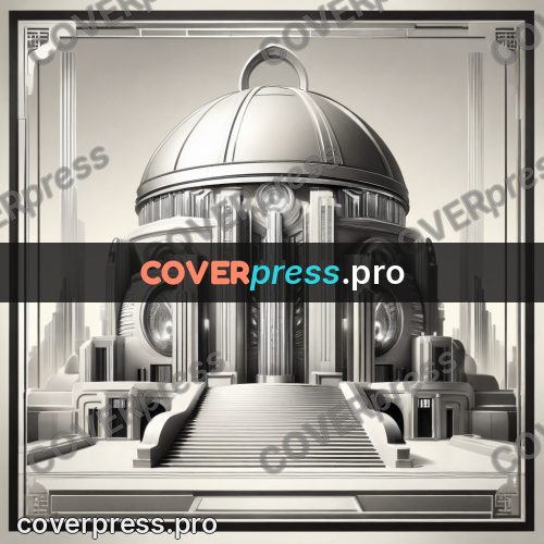 Art deco illustration: domed building with a stair
