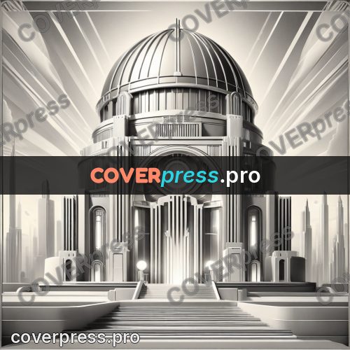 Art deco illustration: domed building with a stair