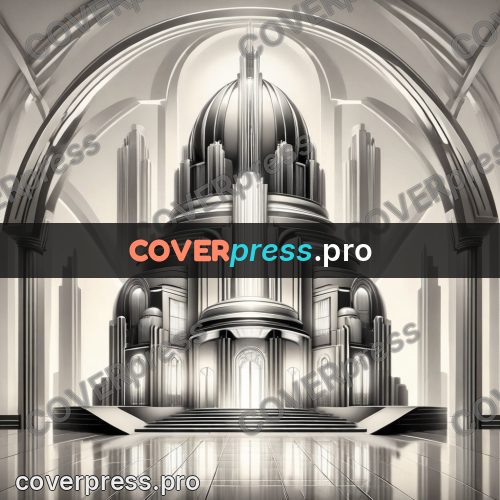 Art deco illustration: domed pavilion in the city