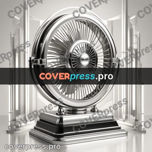 Art deco illustration: desk fan with a round guard