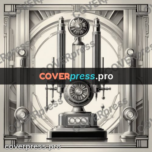 Art deco illustration: old telephone on a stand