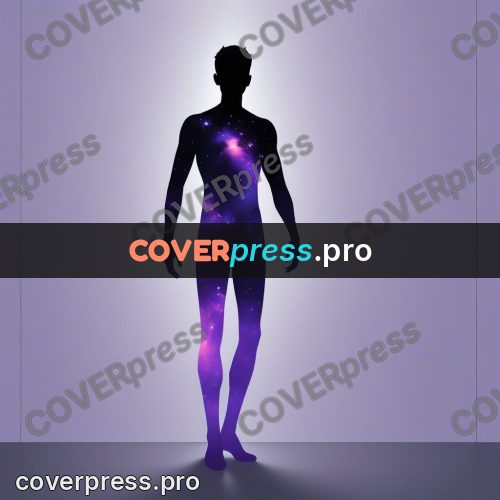 Silhouette poster: figure in violet glow