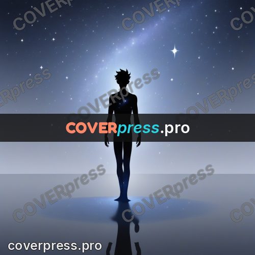 Silhouette poster: figure with a star river