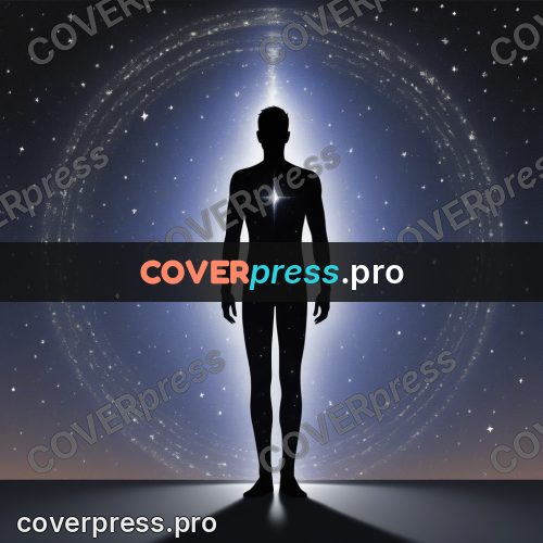 Silhouette poster: figure in a round star halo