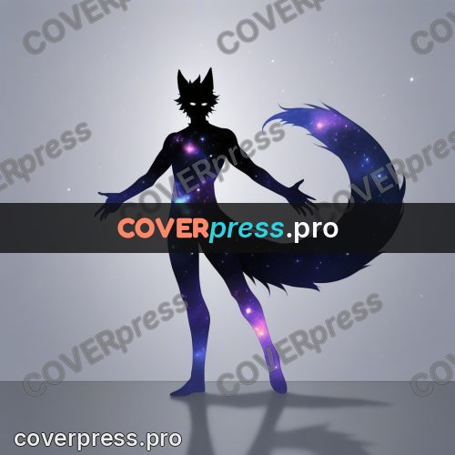 Silhouette poster: figure with a long curved tail
