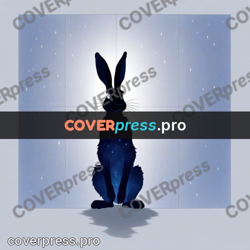 Silhouette poster: hare with raised ears