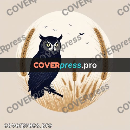 Silhouette poster: owl among ears of wheat