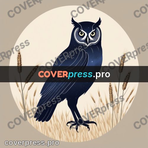 Silhouette poster: owl among ears of wheat