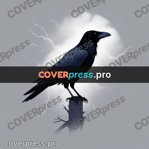 Silhouette poster: raven against a thunderstorm