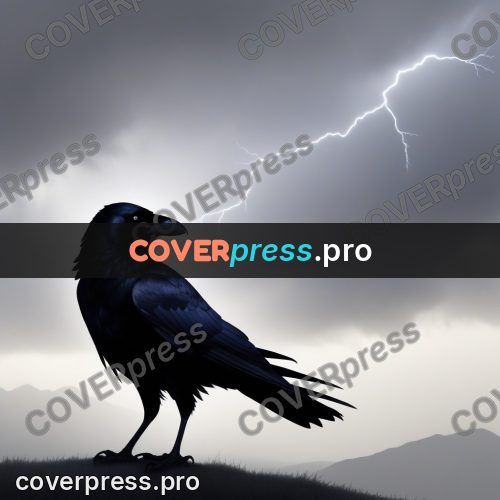Silhouette poster: raven against a thunderstorm