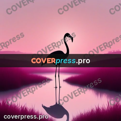 Silhouette poster: flamingo by the water at dawn
