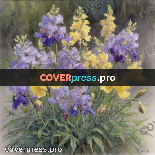 Soft pastel painting: lilac and yellow field flowers