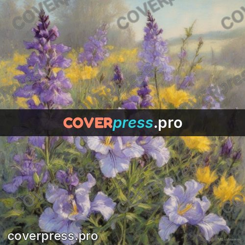 Soft pastel painting: lilac and yellow field flowers