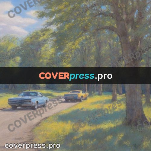 Soft pastel painting: road under old trees