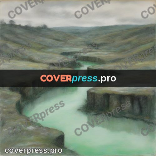Soft pastel painting: quarry with green water