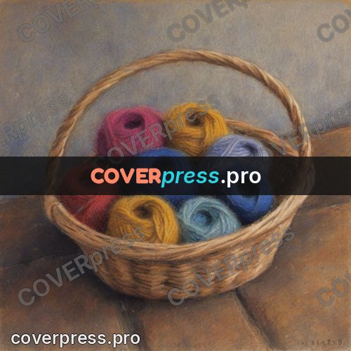Soft pastel painting: basket of wool skeins