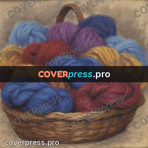 Soft pastel painting: basket of wool skeins