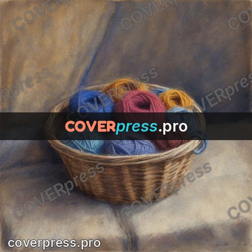 Soft pastel painting: basket of wool skeins