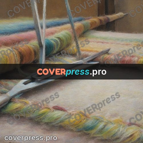 Soft pastel painting: coloured yarn in even rows