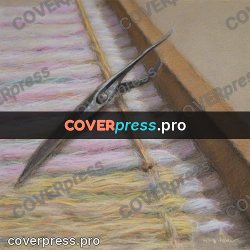 Soft pastel painting: coloured yarn in even rows
