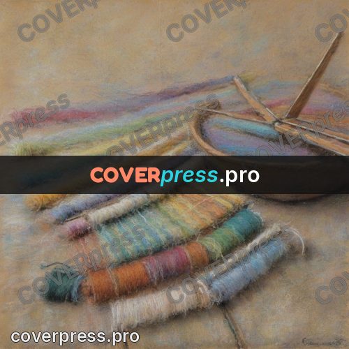 Soft pastel painting: coloured yarn in even rows