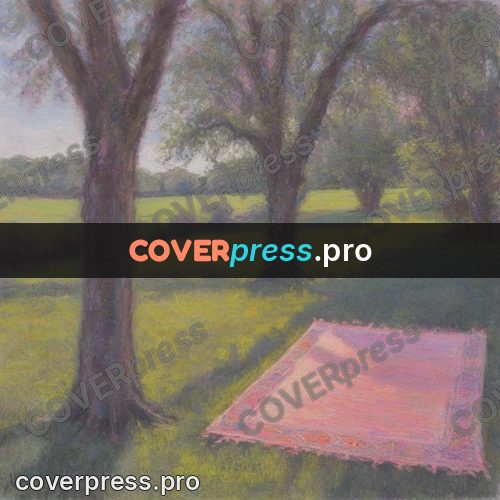 Soft pastel painting: grass under trees in a yard