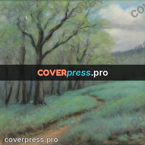 Soft pastel painting: path through a spring wood