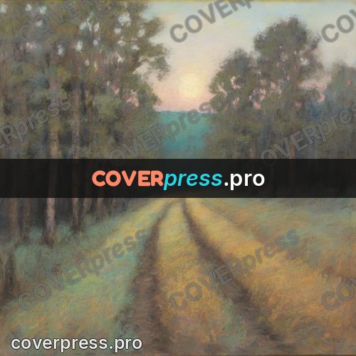 Soft pastel painting: dirt road through a wood
