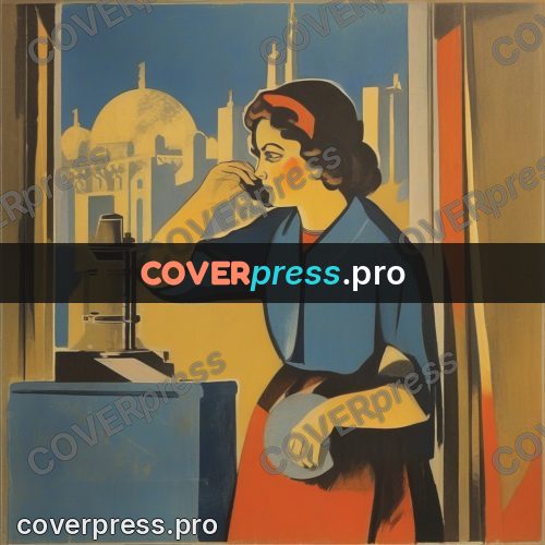 Soviet style illustration: woman at the instruments