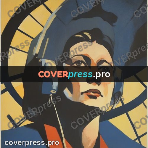 Soviet style illustration: woman at the instruments
