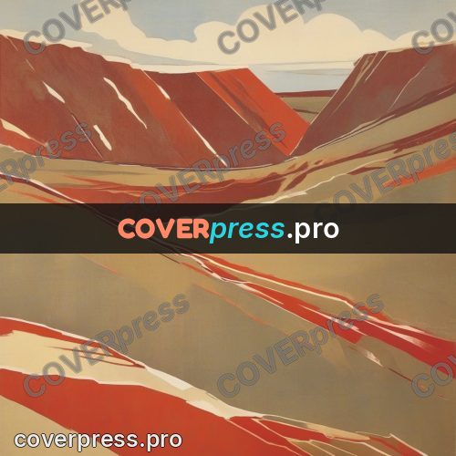 Soviet style illustration: red slopes in wide bands
