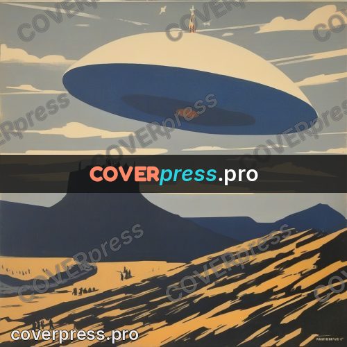 Soviet style illustration: plain under a starry sky