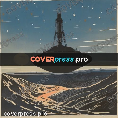 Soviet style illustration: plain under a starry sky