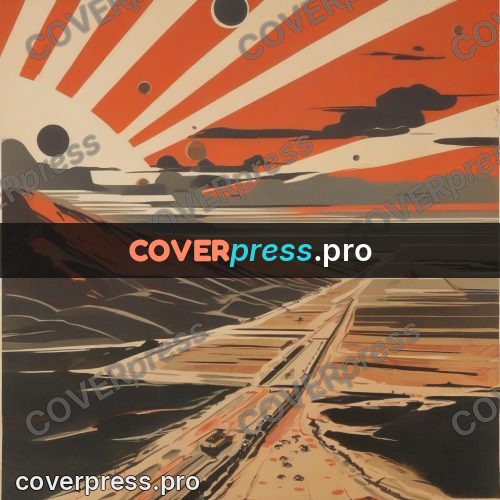 Soviet style illustration: road across a rust plain
