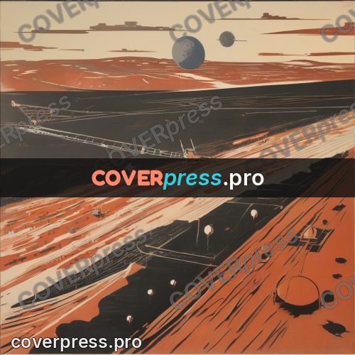 Soviet style illustration: road across a rust plain