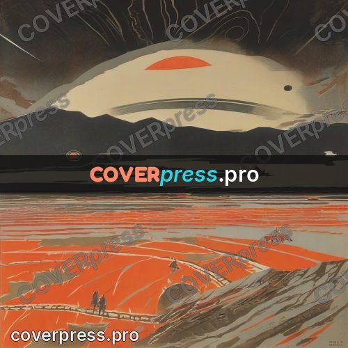 Soviet style illustration: road across a rust plain
