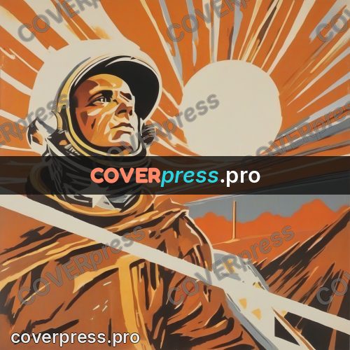 Soviet style illustration: cosmonaut in a helmet
