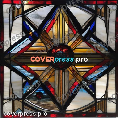 Stained glass illustration: rays from the window centre