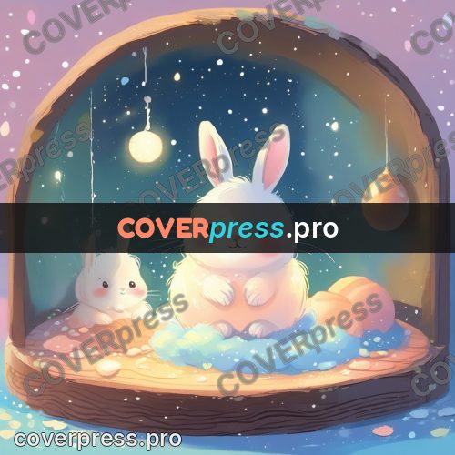 Fairy tale drawing: bunny in a wooden tub