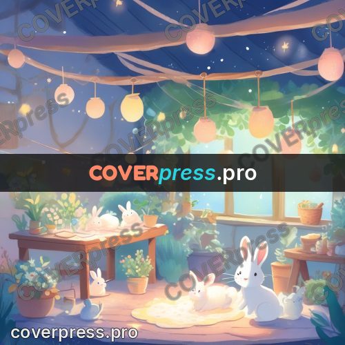 Fairy tale drawing: room with lanterns and plants