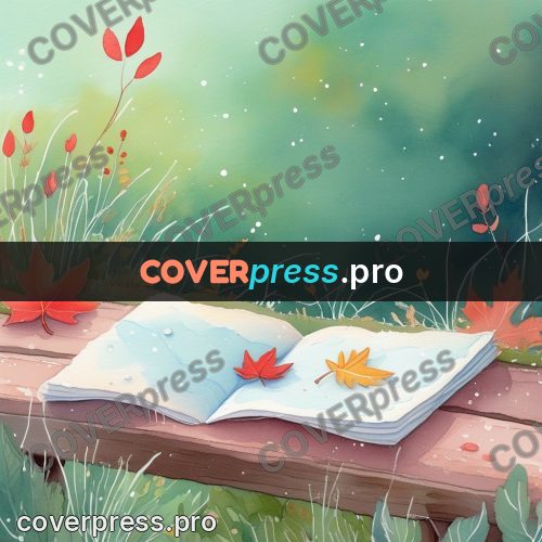 Fairy tale drawing: open pages with autumn leaves